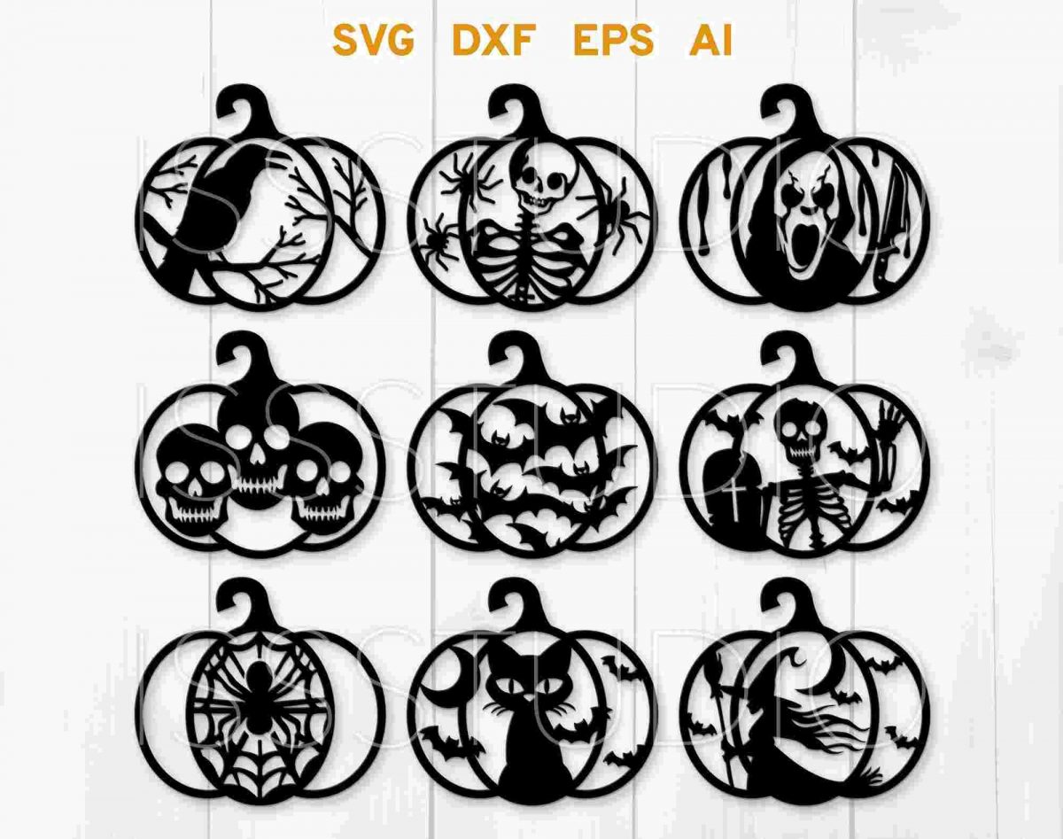 Spooky Halloween Pumpkins Bundle SVG Laser Cut Files for Glowforge