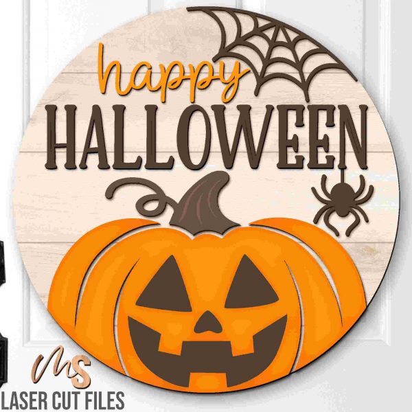 Spooky Halloween Sign Door Hanger SVG Jack O Lantern Pumpkin