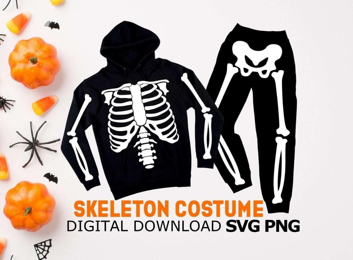 Spooky Halloween Skeleton Costume Svg for Halloween Shirt Design