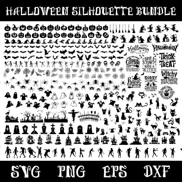 Spooky Halloween SVG Bundle 340 Cut Files for Cricut Clipart PNG