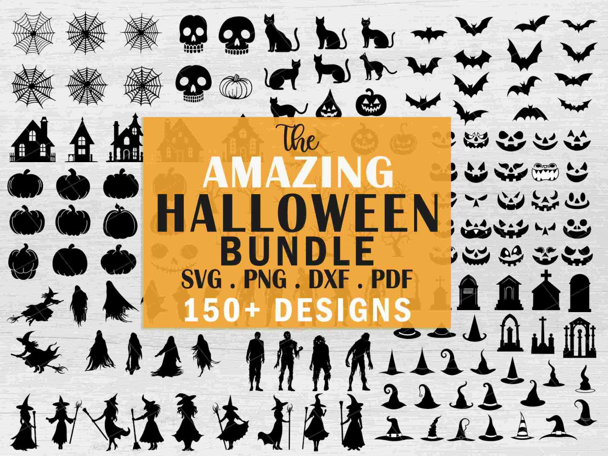 Spooky Halloween SVG Bundle Bats Ghosts Zombies and More