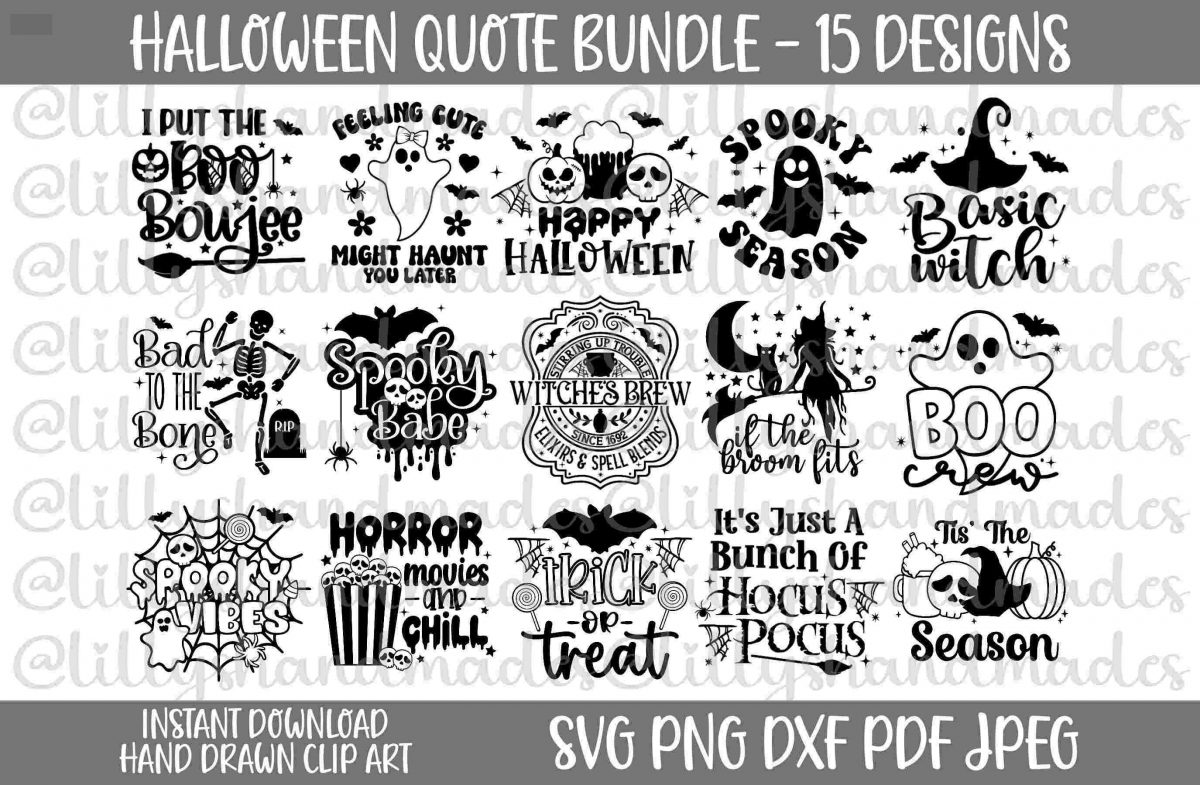 Spooky Halloween SVG Bundle Happy Cute Basic Witch Mom Quotes