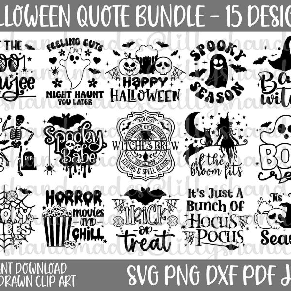 Spooky Halloween SVG Bundle Happy Cute Basic Witch Mom Quotes