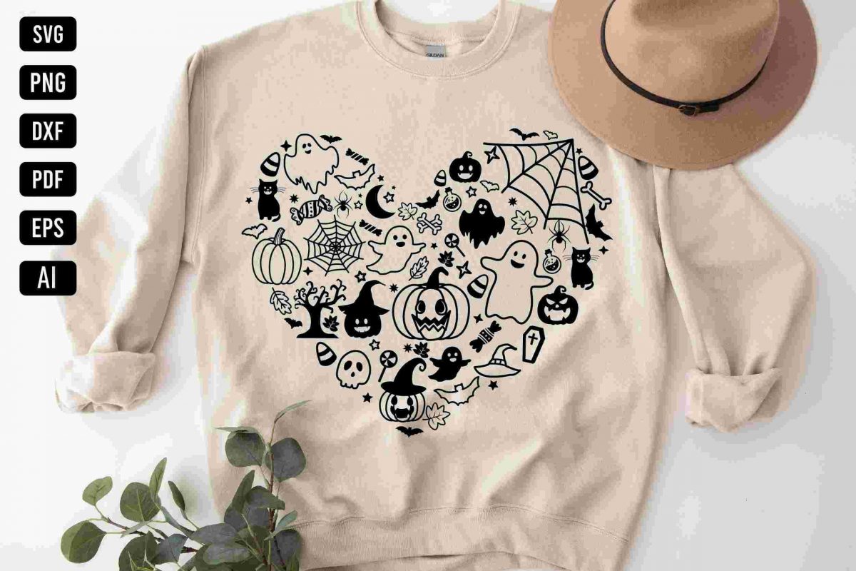 Spooky Halloween Svg Bundle Heart Shirt Kids Ghost Pumpkin Cricut