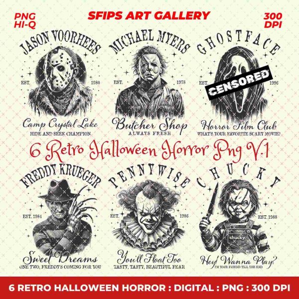 Spooky Halloween SVG Bundle Horror Movie Characters Trendy Digital PNG