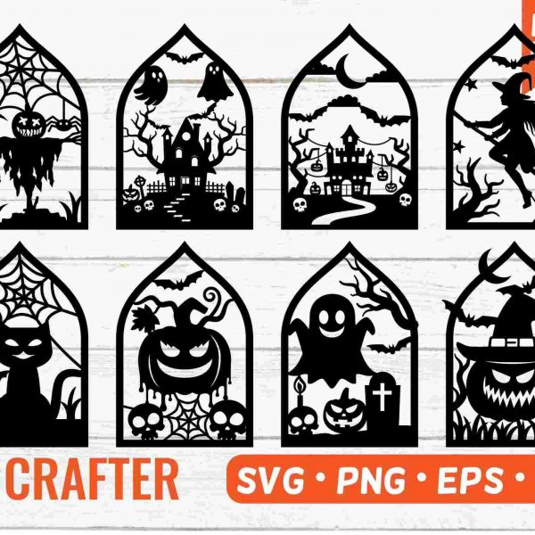 Spooky Halloween SVG Bundle Laser Cut Window Door Decor with Ghost