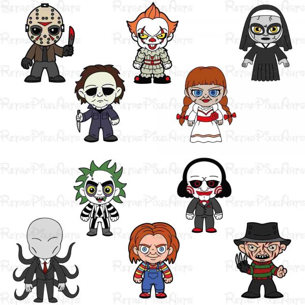 Spooky Halloween SVG Bundle Mini Horror Friends Characters Instant