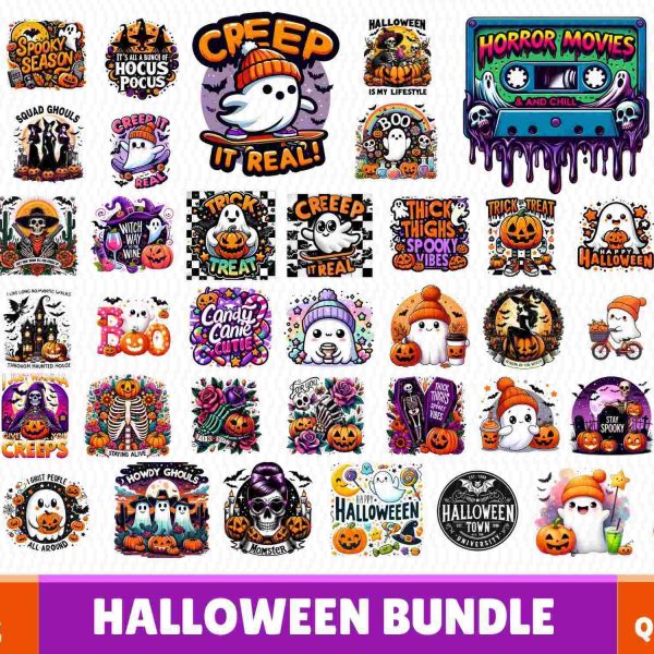 Spooky Halloween SVG Bundle Retro Pumpkin Ghost Designs