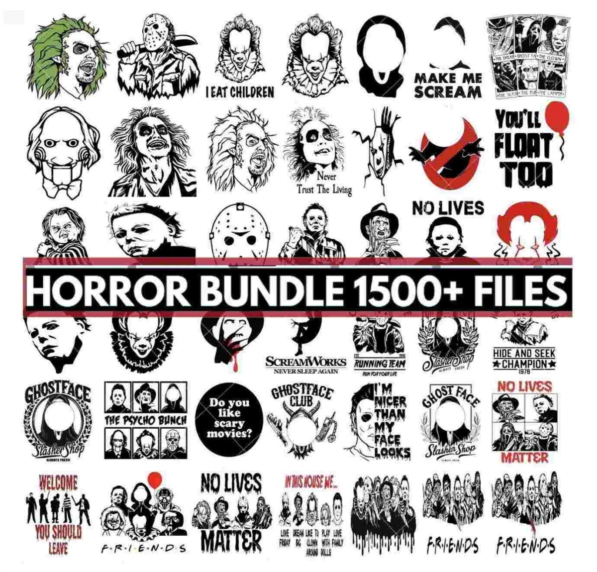 Spooky Halloween SVG Bundle with 1500 Horror Characters for Cricut