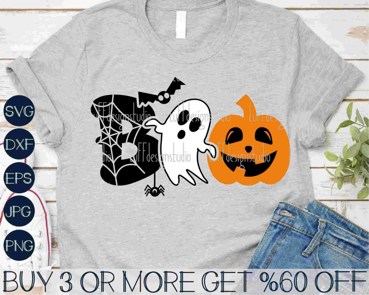 Spooky Halloween SVG Bundle with Ghost Pumpkin Spider Web and Bat