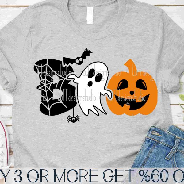 Spooky Halloween SVG Bundle with Ghost Pumpkin Spider Web and Bat