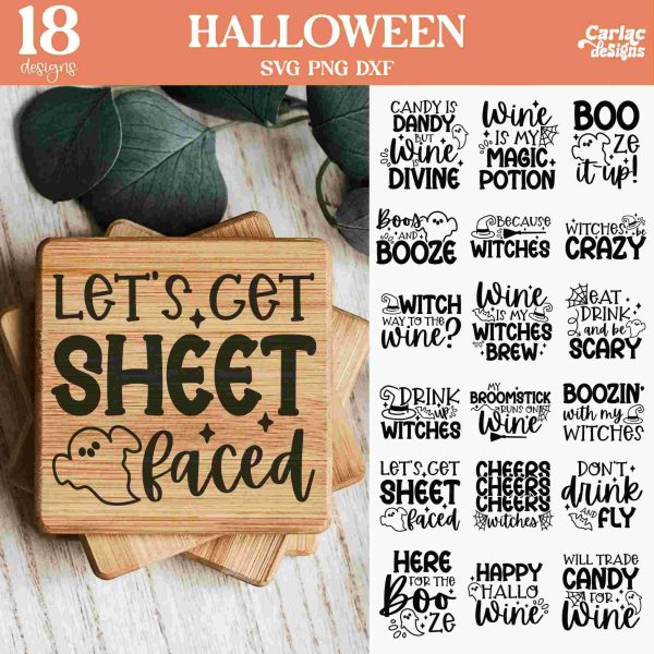 Spooky Halloween SVG Coaster Humorous Sublimation Wine Coaster png