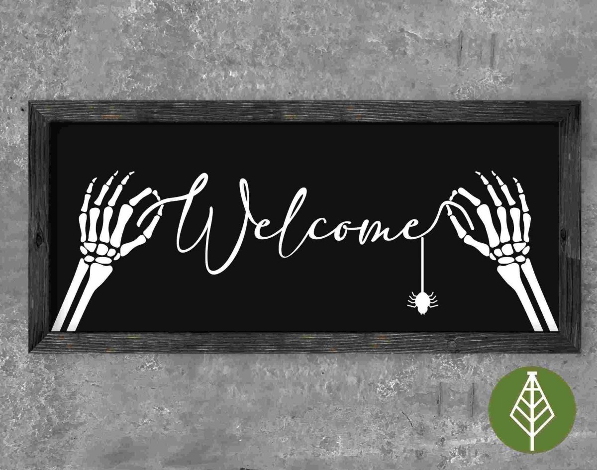 Spooky Halloween SVG Festive front porch decor with skeleton hand Get