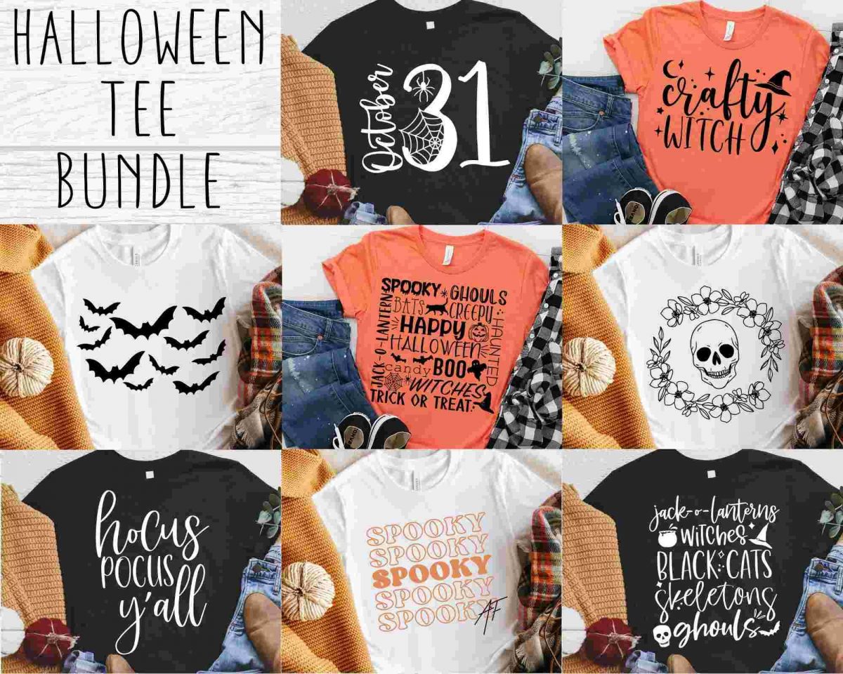 Spooky Halloween SVG Mega Bundle Cricut Shirt Designs Tee SVGs Dxf