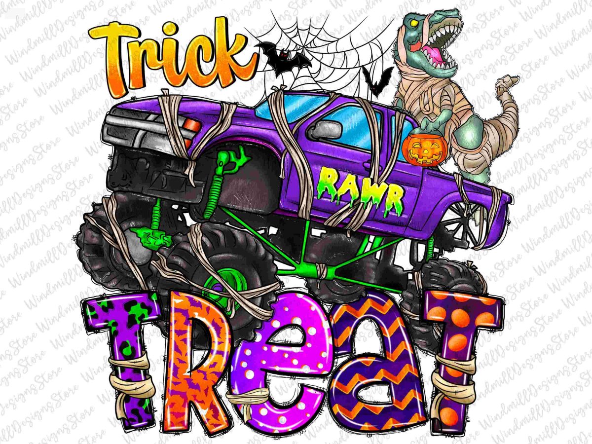 Spooky Halloween SVG Monster Truck Rex Dinosaur Pumpkins PNG