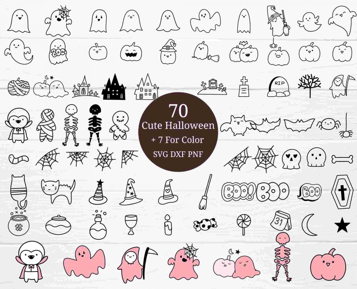 Spooky Halloween SVG Pack Cute Cut Files Clipart HandDrawn Style svg