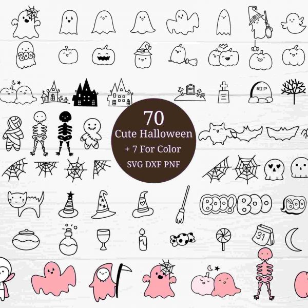 Spooky Halloween SVG Pack Cute Cut Files Clipart HandDrawn Style svg