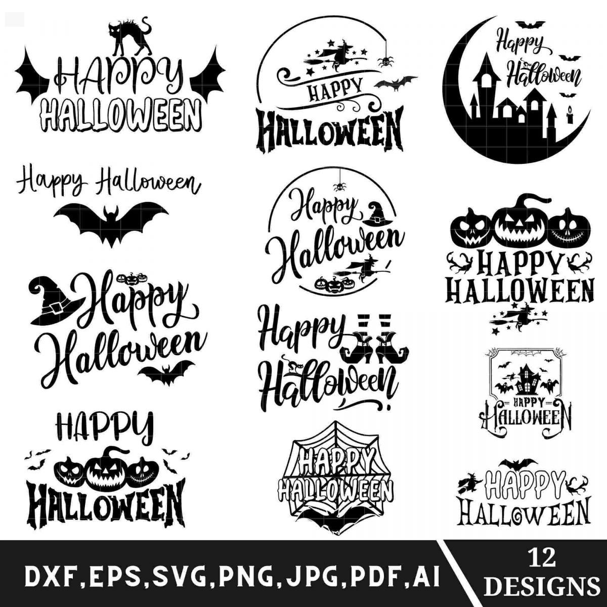 Spooky Halloween SVG PNG Bundle Round Door Sign Door Hanger