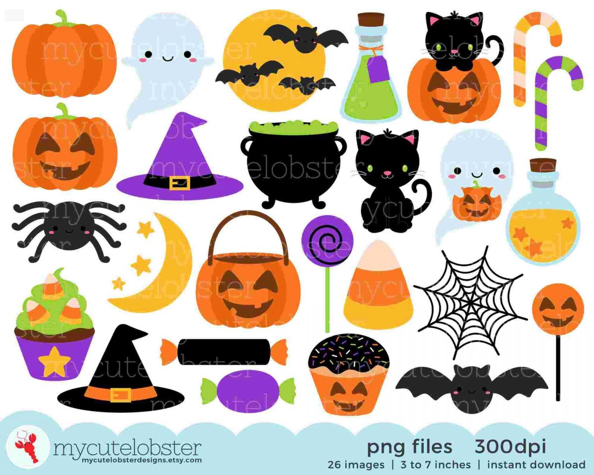 Spooky Halloween SVG PNG Clipart adorable bats potions cauldron