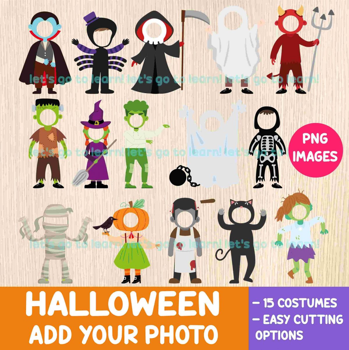 Spooky Halloween SVG PNG Photo Bundle Costume Frames Bulletin