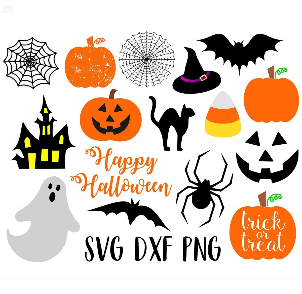 Spooky Halloween SVGPNG Pack Clipart Handdrawn Instant Download Cut