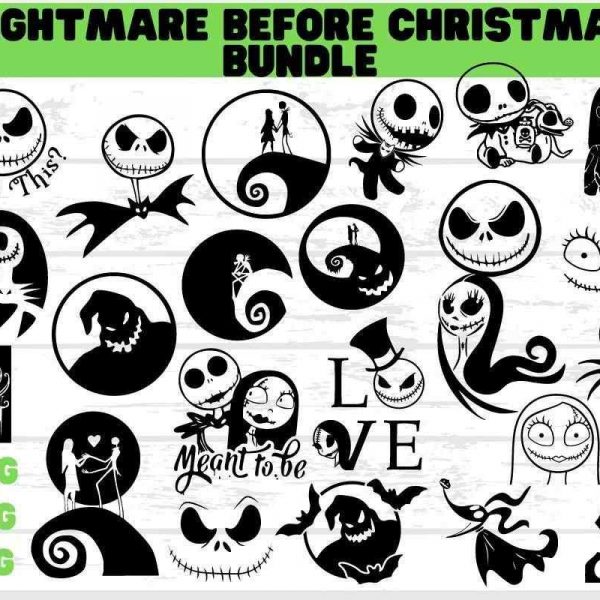 Spooky Halloween SVGs PNGs JPGs Digital Downloads Nightmare Jack and