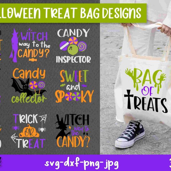 Spooky Halloween Treat Bag Designs Bundle SVG PNG