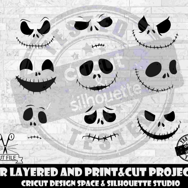 Spooky Jack Skellington Halloween SVG for Cricut Silhouette Layered