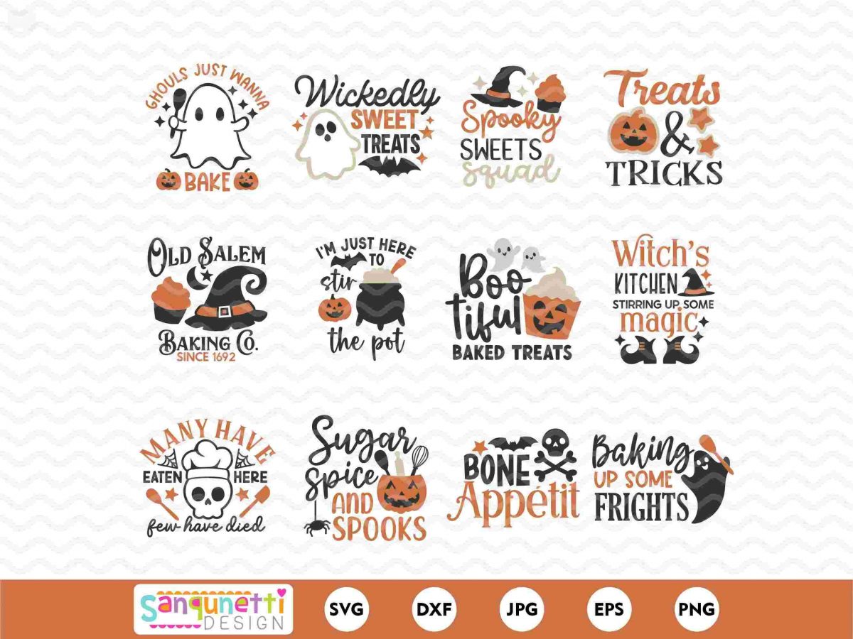 Spooky Kitchen Quotes SVG Bundle for Halloween Baking