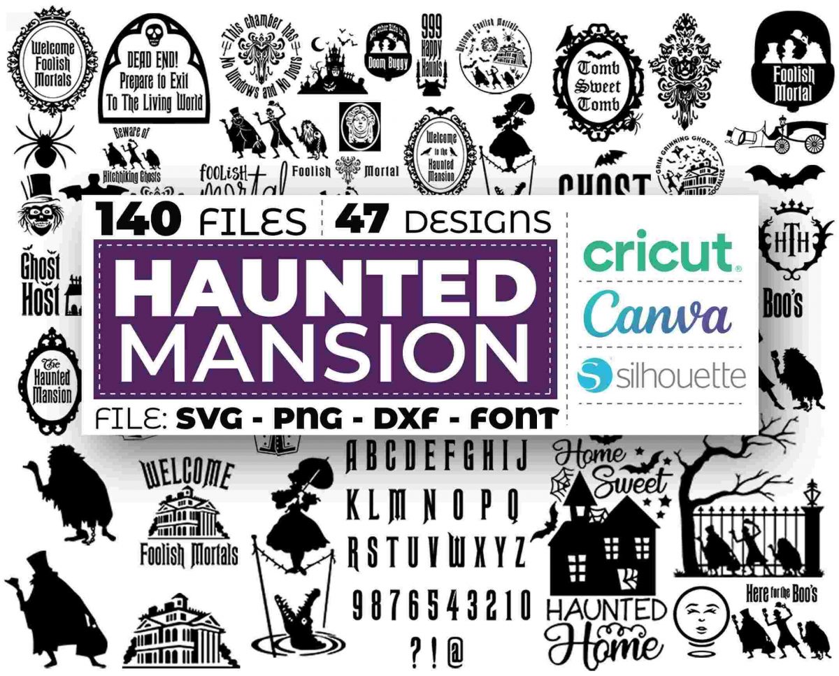 Spooky Mansion SVG Ghostly Mortals SVG Eerie Mansion Font Madame