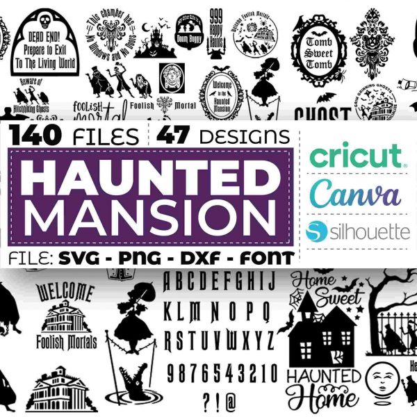 Spooky Mansion SVG Ghostly Mortals SVG Eerie Mansion Font Madame