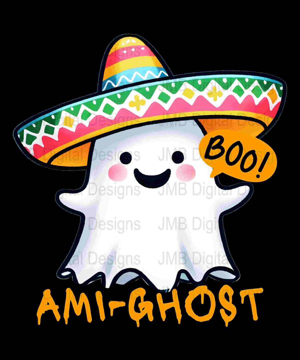 Spooky Mexican Ghost in Sombrero Funny Halloween PNG Costume SVG