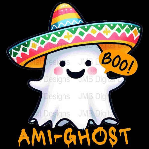 Spooky Mexican Ghost in Sombrero Funny Halloween PNG Costume SVG