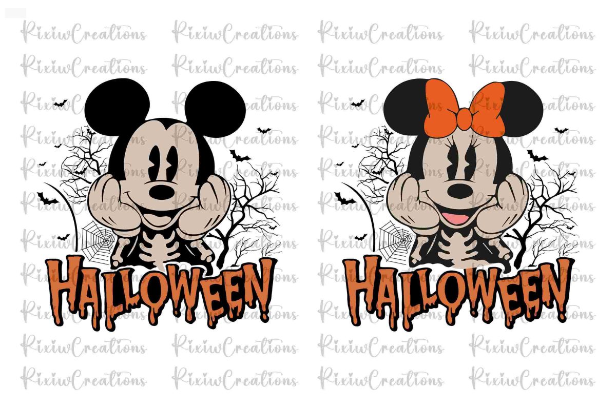 Spooky Mickey and Minnie Halloween SVG and PNG Pair for Matching