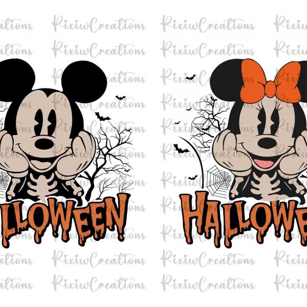 Spooky Mickey and Minnie Halloween SVG and PNG Pair for Matching