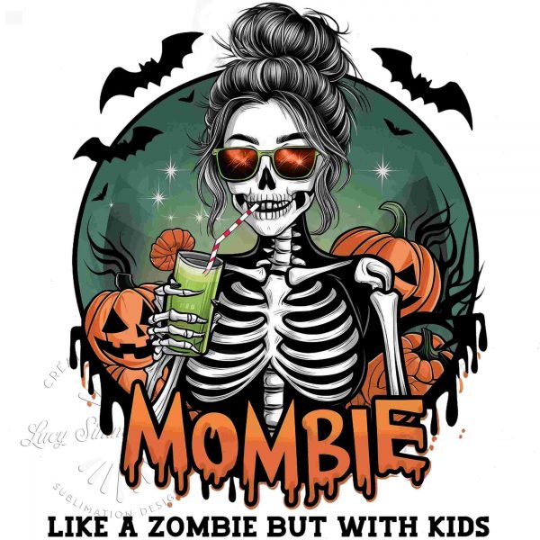 Spooky Mombie Sublimation Design Funny Zombie Mom PNG Shirt Halloween