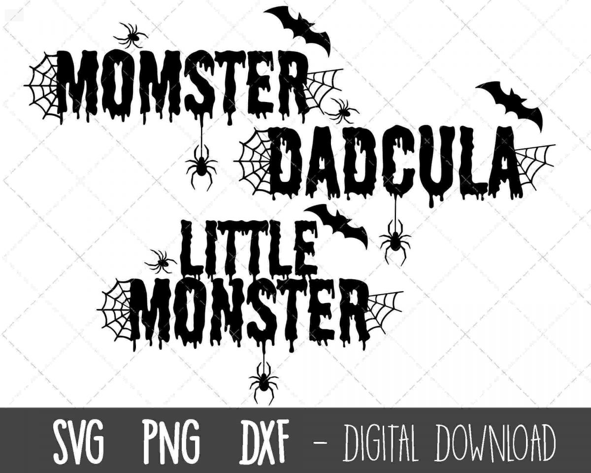 Spooky Momster Family Halloween SVG Clipart Dadcula Little Monster