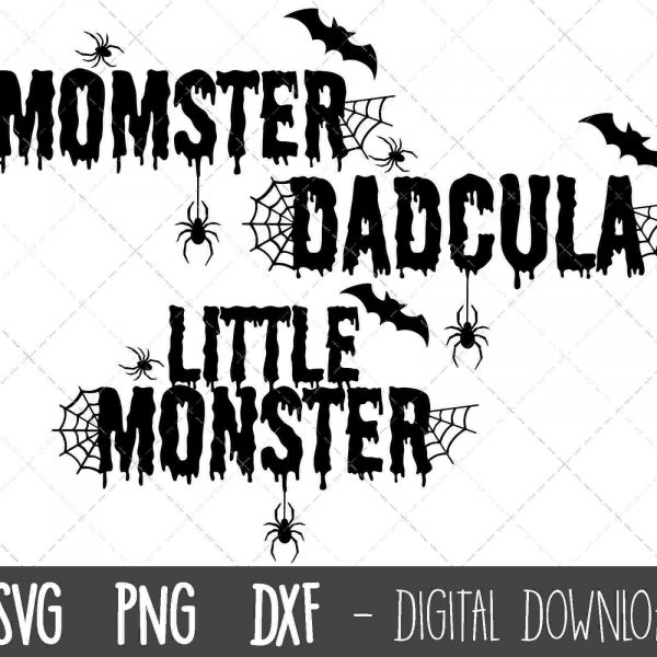 Spooky Momster Family Halloween SVG Clipart Dadcula Little Monster