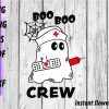 Spooky Nurse Halloween Clipart SVG Ghostly Boo Boo Crew with BandAid