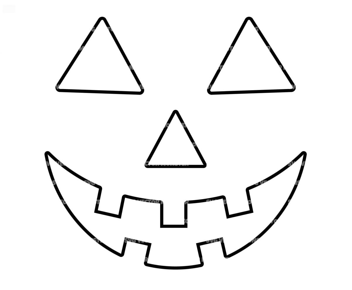 Spooky Pumpkin Face Svg Outline Jack O Lantern Svg Halloween Cut File