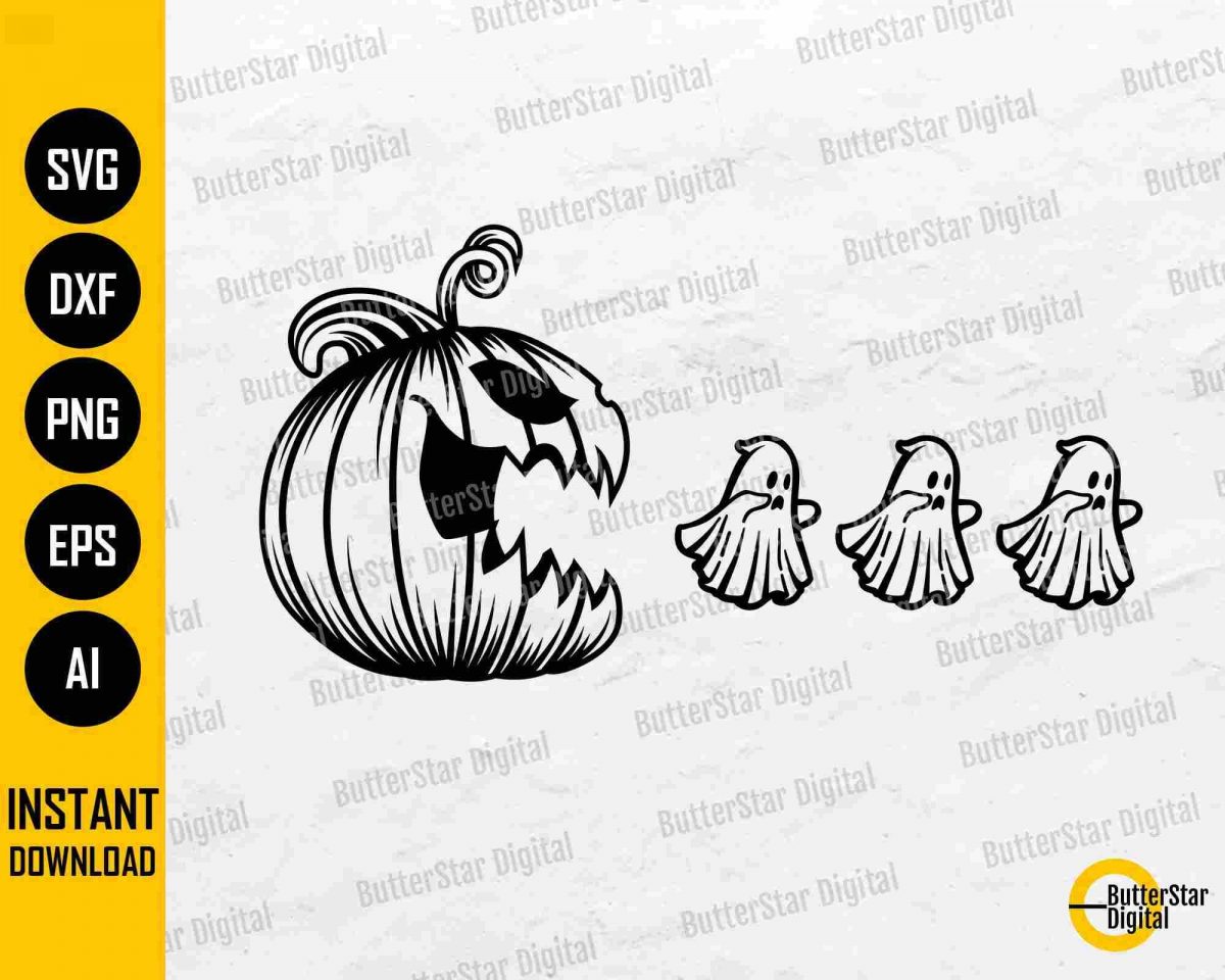 Spooky Pumpkin Ghosts SVG Festive Halloween Home Decor Sticker