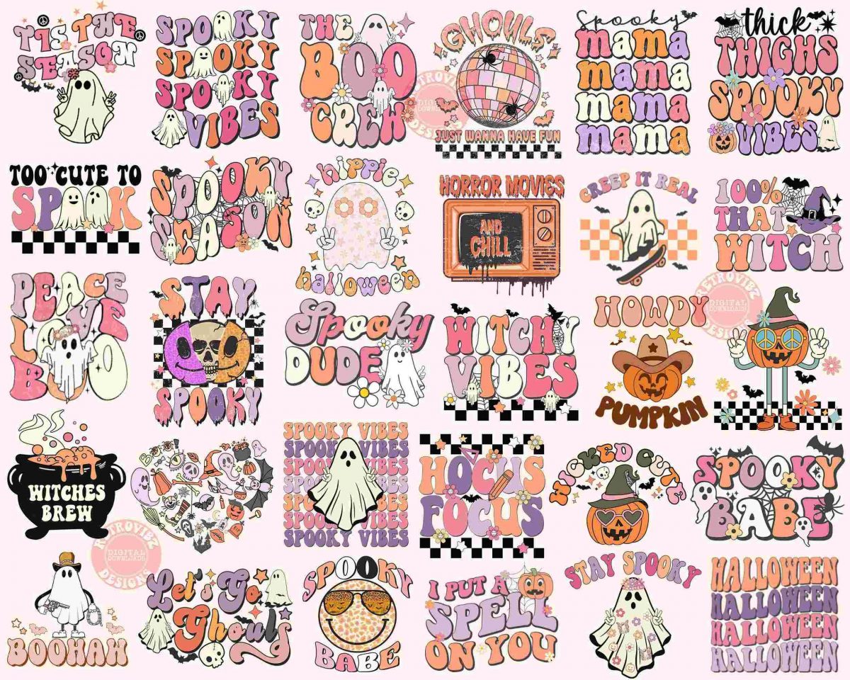 Spooky Retro Halloween Bundle SVG PNG Designs