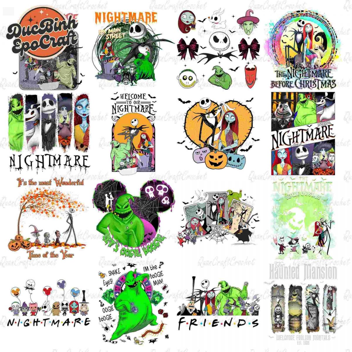 Spooky Season 15 Halloween Nightmare Couple Png Bundle with Monster