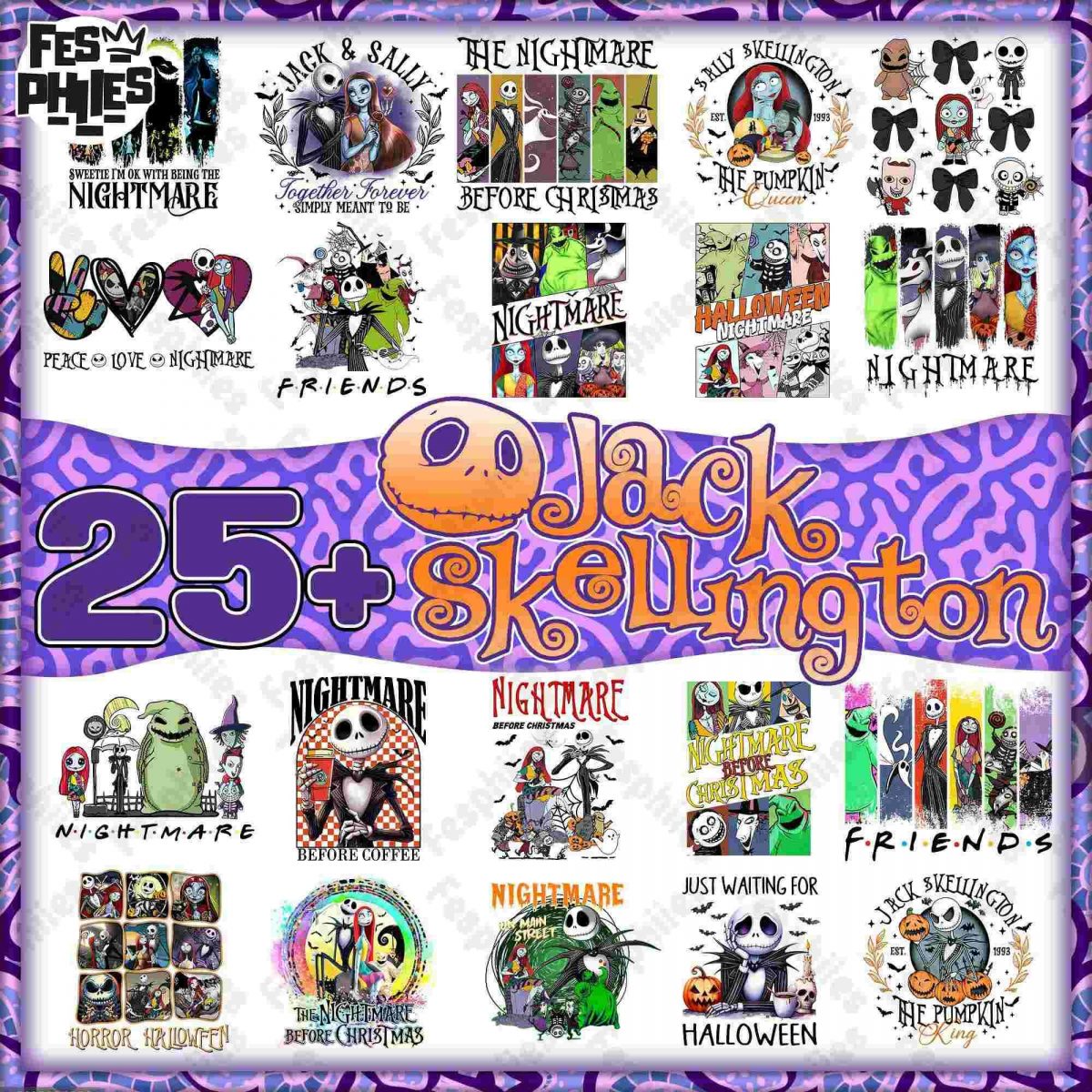 Spooky Season 25 Halloween Character PNG Bundle Nightmare Couple