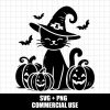 Spooky Season Black Cat Pumpkin SVG PNG Files for Cricut Commercial