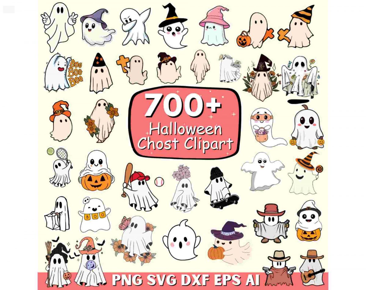 Spooky Season Bundle 700 Cute Ghosts Svg Halloween Png