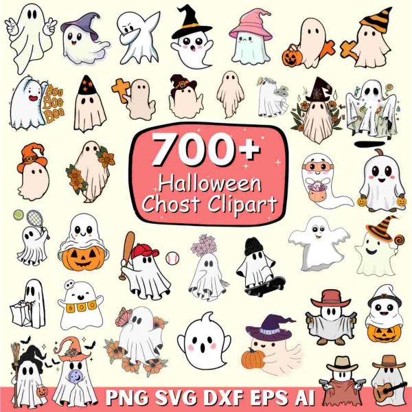 Spooky Season Bundle 700 Cute Ghosts Svg Halloween Png