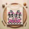 Spooky Season Cowgirl Skeletons Dance in Checkered Pink Western Style