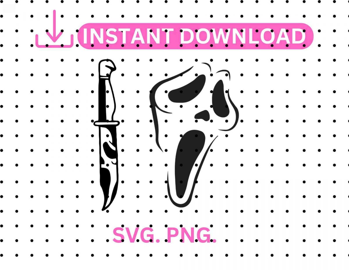 Spooky Season Ghost Face Knife Digital Download PNG SVG