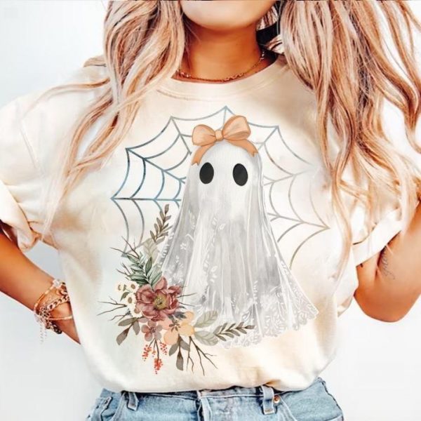 Spooky Season Ghost Lace PNG Ghostly Coquette PNG Floral Halloween